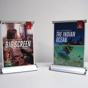 two small roll up banners